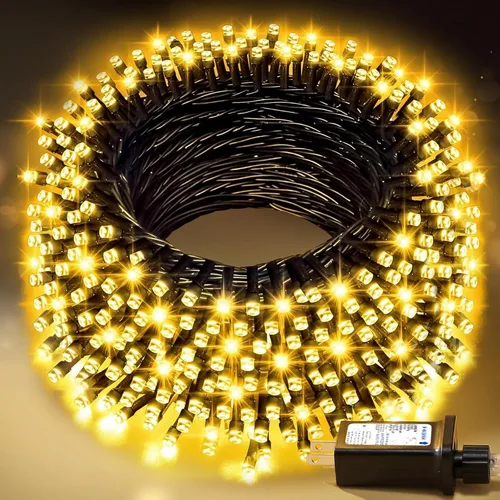 Vista 17 de Nisocy - Cadena de luces LED impermeable de 33 pies para exteriores, luces de hadas blancas cálidas con enchufe, luces de Navidad enchufables