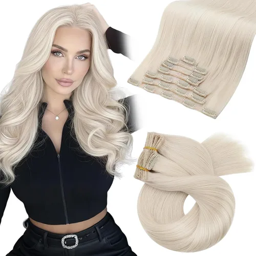 Vista 46 de Moresoo Extensiones de cabello humano con clip, balayage, color marrón oscuro a marrón dorado con clip, extensiones de cabello humano con clip, 5