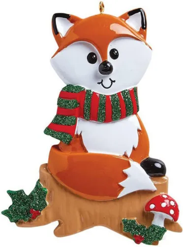 Vista 2 de Adorno personalizado para árbol de Navidad 2024 para niños, adorno de zorro personalizado de Feliz Navidad, recuerdo infantil para niños y niñas