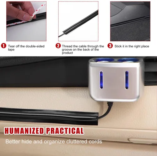 Vista 5 de Ohleats 8 fundas de alambre ocultas para automóvil, funda protectora oculta para cable autoadhesivo, funda organizadora de cable de alambre dividido