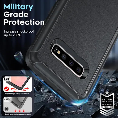 Vista 5 de LeYi Funda compatible con Galaxy S8 Plus: funda de protección 3 en 1 de cuerpo completo a prueba de golpes, de goma, resistente, resistente, a