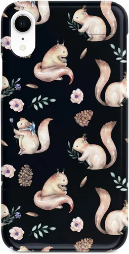 Vista 10 de Inspired Cases - Funda con textura 3D para iPhone Xs Max - Funda protectora de goma para Apple iPhone Xs Max - Patrón de acuarela de ardilla - Negro