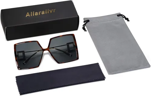 Vista 7 de Allarallvr Gafas de sol cuadradas de gran tamaño para mujer, gafas de sol Tetro de moda para mujer, gafas de sol AR82009