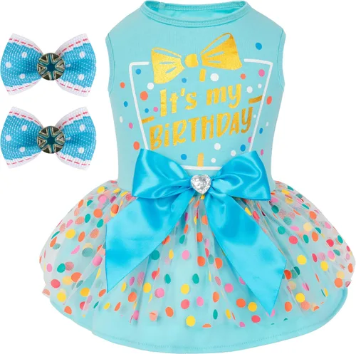 Vista 18 de cyeollo - Vestido de San Valentín para perro, traje de tul con estampado de corazón, con clip de lazo, talla XS Soft Breathable Fabric