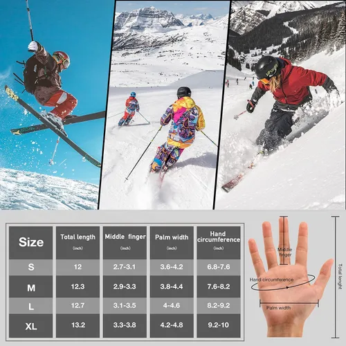 Vista 6 de JEKOSEN Guantes de esquí 2023 para clima frío para mantener el calor, guantes de nieve impermeables para pantalla táctil, guantes de snowboard