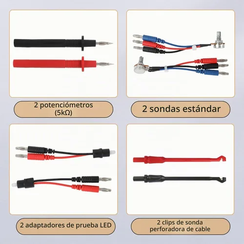 Vista 4 de Kit de cables de prueba de circuito automotriz, 104 piezas multímetro multifunción sonda eléctrica kit de prueba con estuche de transporte negro
