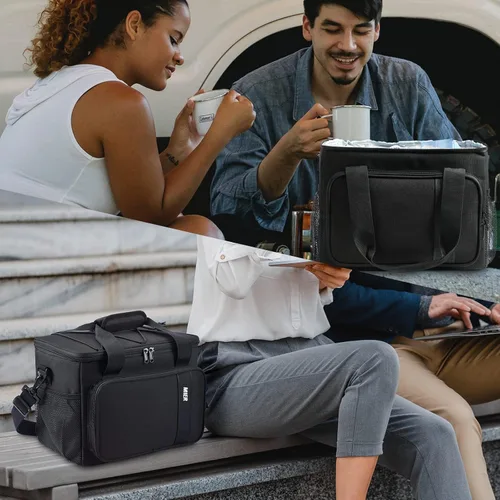 Vista 8 de MIER Lonchera para hombres aislada para el trabajo - 24 latas/15L - Loncheras grandes a prueba de fugas para adultos, mujeres, para viajes, playa
