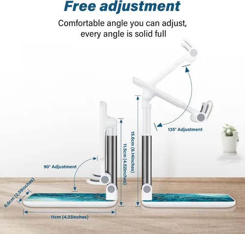 Vista 6 de Soporte de teléfono plegable para escritorio, ángulo de visión ajustable, adecuado para iPhone, Samsung y otros teléfonos inteligentes, Blue Ocean