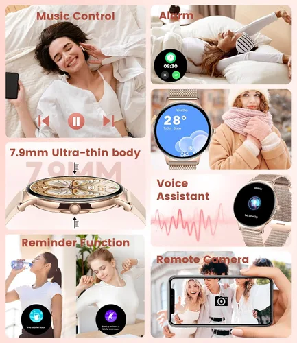 Vista 8 de Relojes inteligentes para mujer, pantalla AMOLED de 1.43 pulgadas, reloj inteligente de llamadas Bluetooth, más de 120 modos deportivos, rastreador