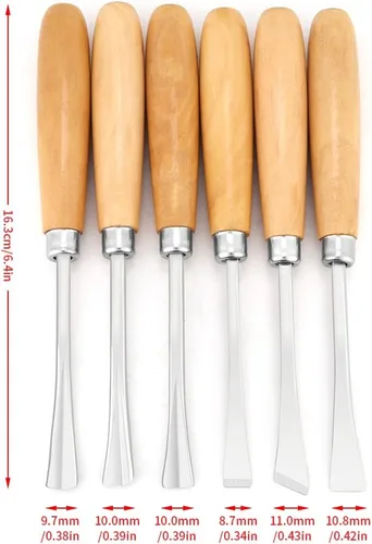 Vista 5 de Juego de cinceles de madera para carpintería, juego de cuchillos de tallado de 6 piezas, herramientas de carpintería para principiantes