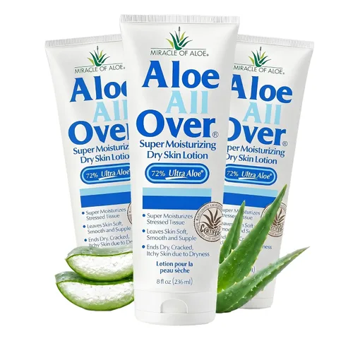 Vista 14 de Miracle of Aloe Loción súper hidratante para la piel seca de Aloe All Over (paquete de 3, 1 onza) - Fabricado con gel de aloe vera 72% UltraAloe