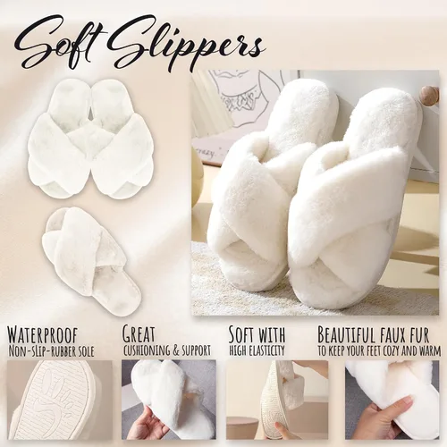 Vista 7 de Custom Fluffy Slippers for Women - Sizes XS - XL (US 4-12) - Personalized Bridesmaid Slippers - Custom Gift for Her