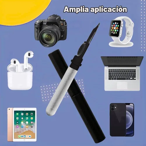 Vista 6 de Kit limpiador para auriculares, kit de limpieza para Airpods Pro 1 2 3, herramienta de limpieza multifunción con cepillo, esponja de vellón