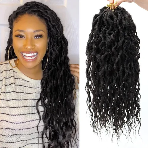 Vista 22 de Rizos de cabello sintético tejido en crochet de 16 pulgadas, 8 paquetes, Rizos de cabello tejido en crochet pre-enlazados con extremos rizados