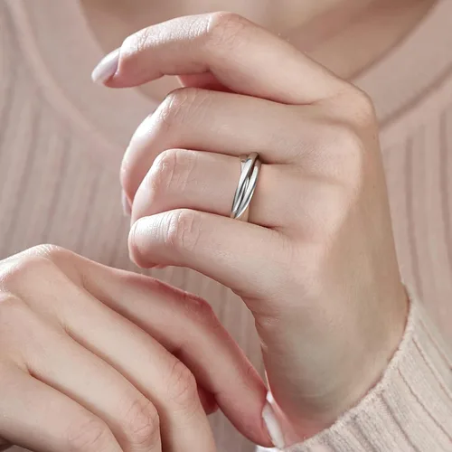 Vista 2 de ALEXTINA Anillos de ansiedad para mujer, anillos de triple banda para ansiedad, 3 piezas, rompecabezas de acero inoxidable, anillo de arcoíris