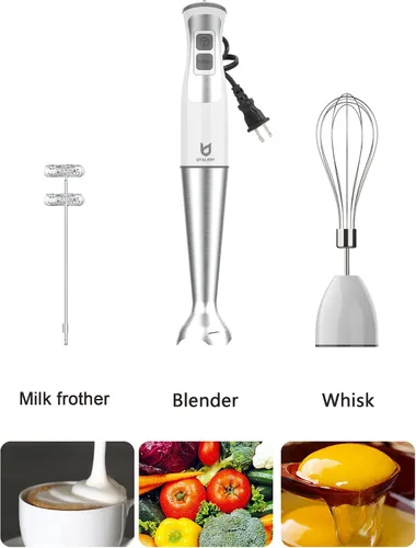 Vista 3 de Batidora de mano de inmersión UTALENT, 3 en 1, 8 velocidades, batidora de brazo con espumador de leche, batidor de huevos para batidos, espuma