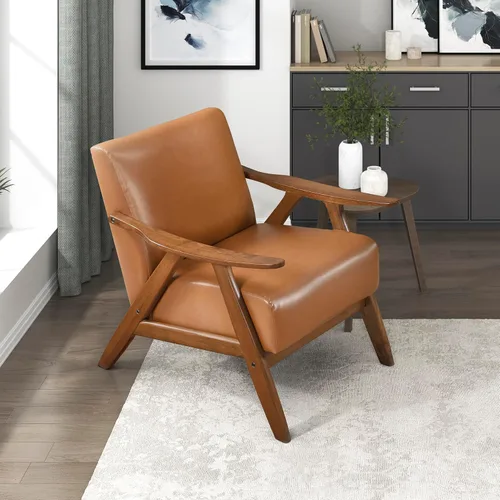 Vista 16 de Lexicon Silla de Acento Moderna de Mediados de Siglo con Marco de Madera Sólida en Acabado de Nogal, Sillón de Descanso con Brazos Tapizado