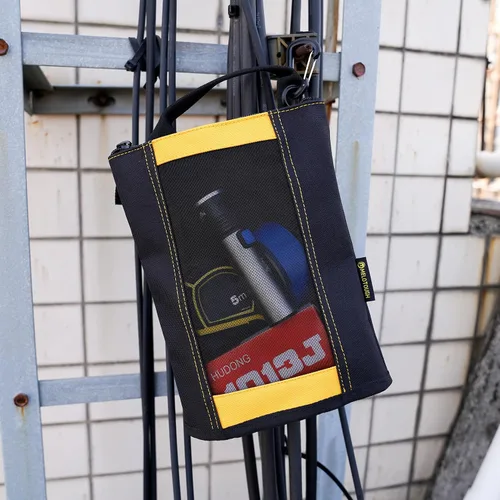 Vista 28 de Bolsa de herramientas de lona con cremallera MELOTOUGH, bolsa de herramientas con cierre, bolsa de malla resistente con ventana, ojales para colgar