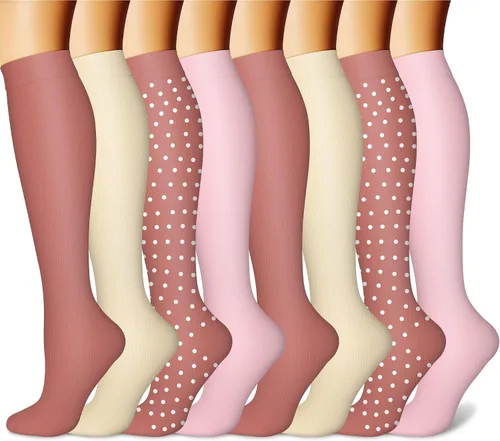 Vista 31 de CHARMKING Calcetines de compresión para mujeres y hombres para circulación (8 pares) 15-20 mmHg, mejor soporte para ciclismo atlético