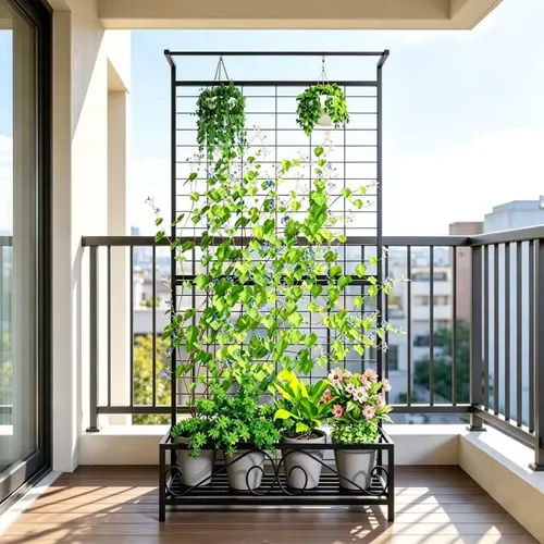 Vista 2 de Zhongma Macetero de metal con enrejado elevado con enrejado para plantas trepadoras de vid y flores (12.8 x 35.43 x 74 pulgadas), pantalla