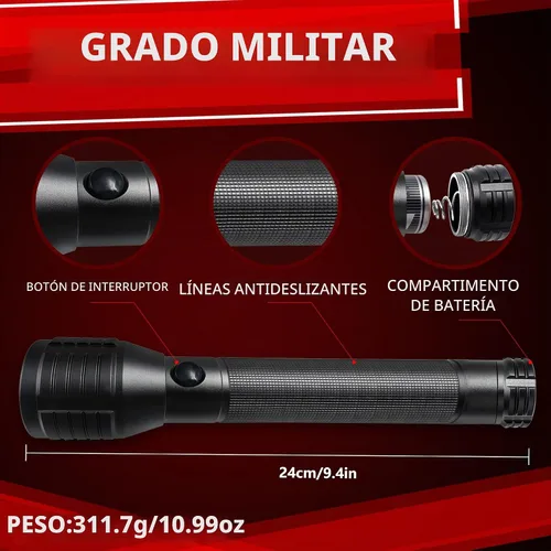 Vista 5 de Linterna de batería LED D de servicio pesado (2-D)