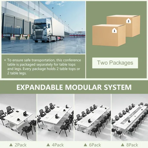 Vista 5 de Paquete de 8 mesas de conferencias plegables, mesa de entrenamiento modular blanco 1