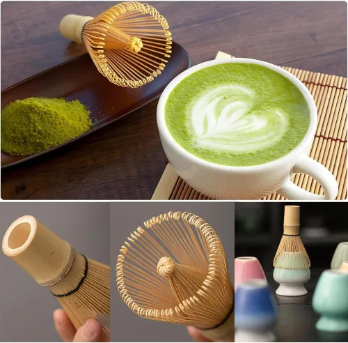 Vista 2 de Juego de té Matcha prémium para principiantes y entusiastas – Kit ceremonial completo con batidor de bambú (Chasen), cuchara, cuenco y cuchara