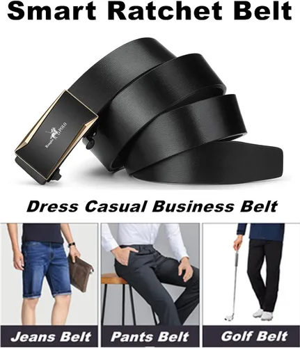Vista 4 de Oyifan Cinturón negro para hombre, cinturón de diseñador de cuero genuino para hombre, cinturón de moda para hombre, cinturón casual para hombre