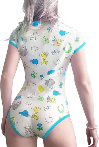 Vista 3 de Littleforbig - Mameluco para adultos con botones para bebés y pañales (ABDL)