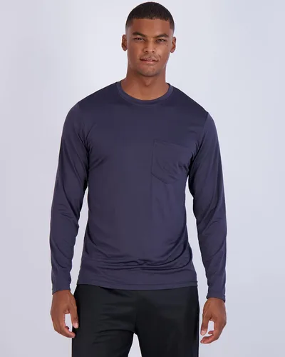Vista 2 de 4 Pack Men's Dry-Fit Active Athletic Long Sleeve Pocket Crew T-Shirt Outdoors UPF 50 S-5XLT