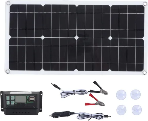 Vista 5 de Diydeg Kit de panel solar, módulo fotovoltaico totalmente monocristalino de 250 W, kit de inicio de panel solar con controlador PWM de 10 A, 12 V