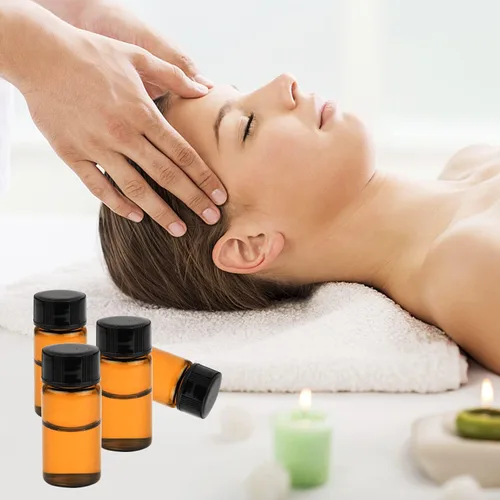 Vista 6 de Paquete de 50, botellas de vidrio ámbar de 5 ml (1/6 oz) para aceite esencial con tapas de rosca, frascos vacíos rellenables para muestras de viaje