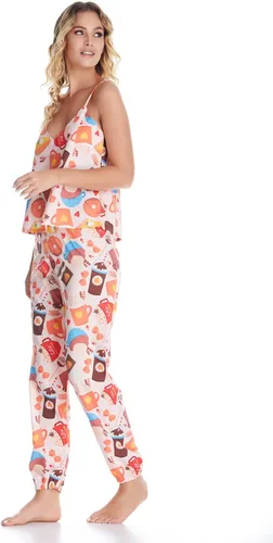 Vista 3 de Dolce D'Amore Conjunto de pijama para mujer, ropa de dormir con pantalones casuales, otoño
