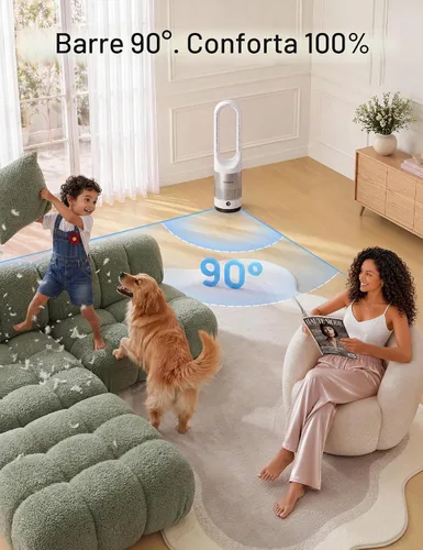 Vista 3 de Bladeless Fan for Bedroom, 22" Tower Fan with Remote, 8 Speeds, 9 Hour Timer, 90° Oscillating, LED Display with Auto Off, Easy to Clean, Bladeless