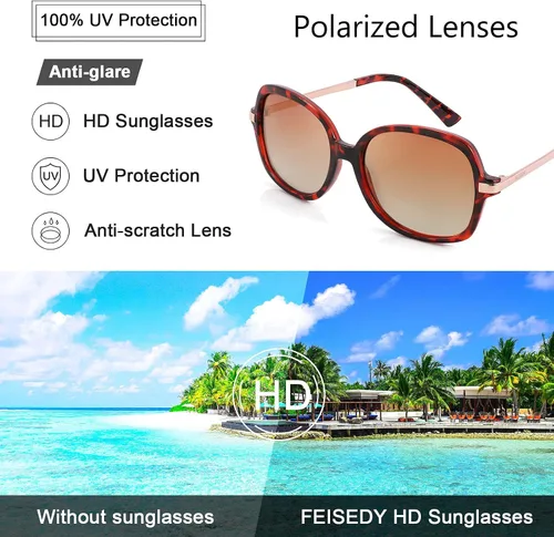 Vista 3 de FEISEDY Gafas de sol polarizadas clásicas para mujer B2683