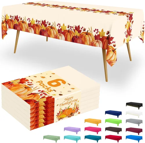 Vista 117 de Smiry - Juego de 6 manteles desechables, 54 x 78 pulgadas, manteles impermeables rectangulares para fiestas, cubierta de mesa de plástico