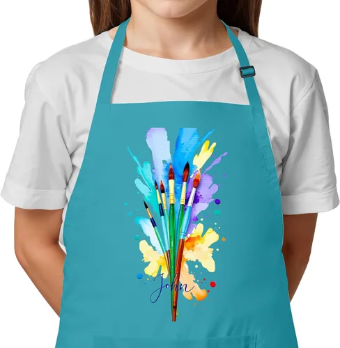 Vista 10 de Delantal con nombre personalizado para pintar y manualidades, delantal personalizado, regalo de calcetín de Navidad para niños y niñas Blanco