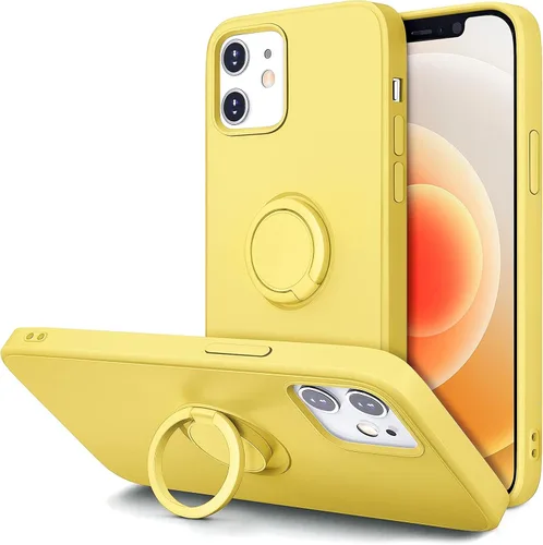 Vista 20 de Hython Funda para iPhone 12 Case e iPhone 12 Pro Case con Soporte de Anillo, Soporte de Anillo Giratorio de 360° Kickstand Magnético, Borde Chapado