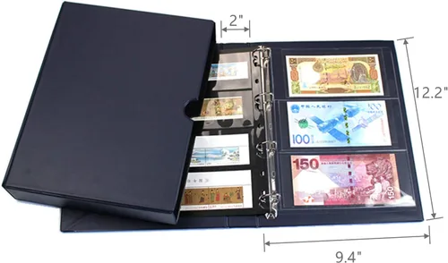 Vista 4 de MUDOR Carpeta de sellos con funda, álbumes de colección de sellos vacíos Negro