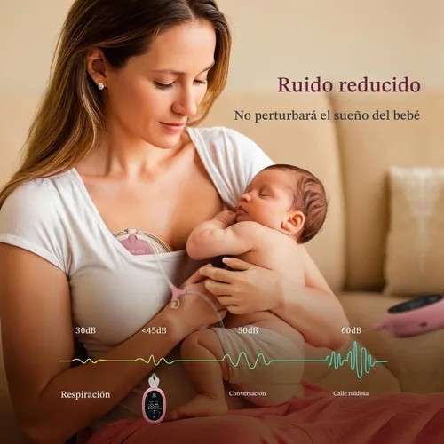 Vista 7 de Extractor de leche manos libres D6, extractor de leche ultraligero con brida suave de doble sellado, 0.98 pulgadas, bomba eléctrica portátil Rojo