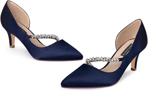 Vista 7 de Erijunor - Zapatillas cerradas para mujer con corte DOrsay y tacón kitten medio - Zapatos para fiestas y bodas