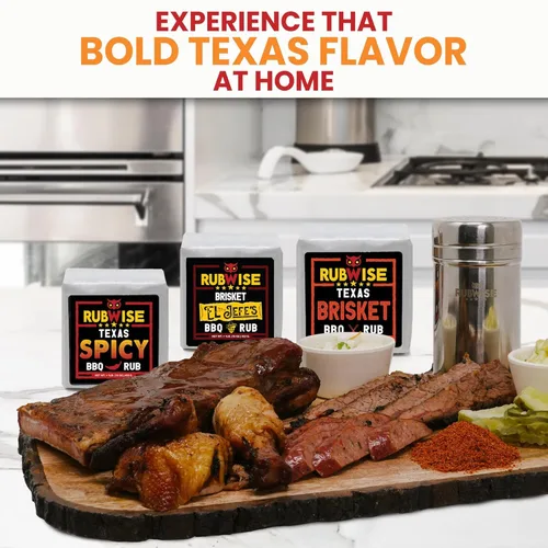 Vista 3 de Set de condimento RubWise BBQ para pecho de barbacoa (3 bolsas de 1 lb) - Paquete de variedad de especias y condimentos para barbacoa Especias
