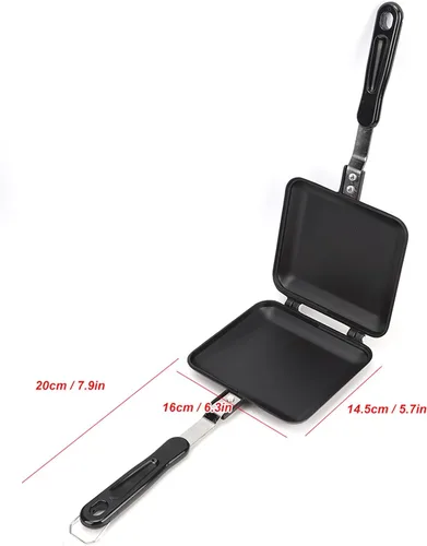 Vista 3 de Oumefar Sartén cuadrada de 6.3 x 5.5 in de doble cara, sartén antiadherente para panqueques, sartén para hornear multifunción, para tostadora
