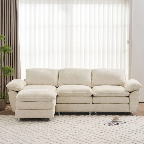 Vista 4 de KEVINSPACE Sofá modular moderno en forma de L de 101.6 pulgadas para sala de estar, sofá modular moderno de 3 asientos, muebles cómodos con diván