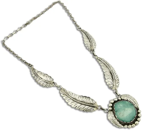 Vista 2 de Collar Navajo Montoya para mujer, color turquesa natural, plata maciza .925, turquesa