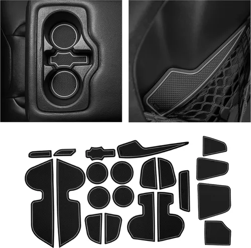 Vista 20 de Compatible con accesorios Jeep Compass 2018-2021 - Insertos de portavasos antideslizantes para interiores de alta calidad, antipolvo, tapetes