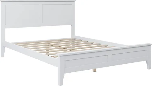 Vista 7 de Harper & Bright Designs Cama de plataforma de tamaño matrimonial con cabecero, marco de cama matrimonial de madera moderna con soporte de listones