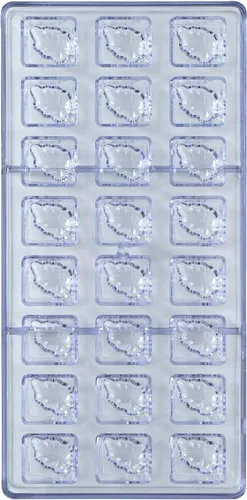 Vista 2 de Pastry Tek - Molde para moldear chocolate de 10.8 x 5.3 pulgadas, 1 molde de caramelo congelable - 24 cavidades, diseño de hoja en bloque, molde