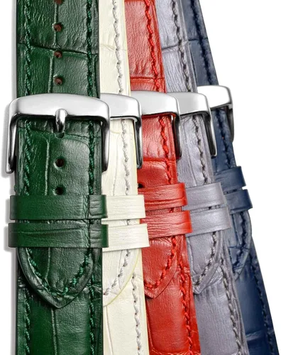 Vista 9 de WOCCI Watch Bands, Italian Leather, Embossed Alligator Grain, Choose Color & Width 14mm 18mm 19mm 20mm 21mm 22mm