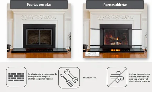 Vista 3 de Puerta Pleasant Hearth AN-1010 Alpine de vidrio para chimenea. Color negro, AN-1010